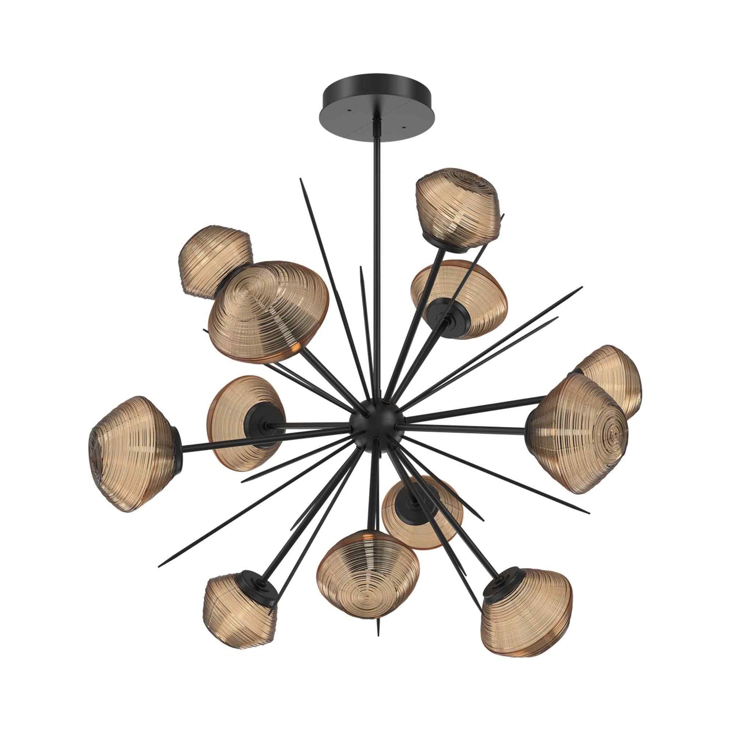 Mesa Starburst LED Chandelier in Matte Black/Bronze Blown Glass (39.7-Inch).
