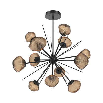 Mesa Starburst LED Chandelier in Matte Black/Bronze Blown Glass (39.7-Inch).