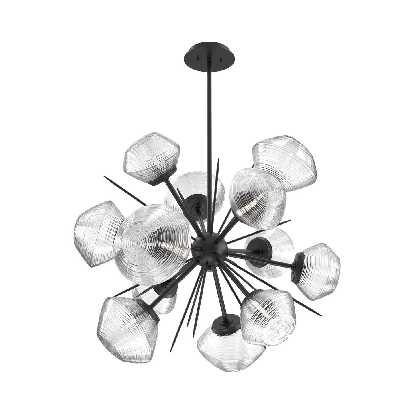 Mesa Starburst LED Chandelier in Matte Black/Clear Blown Glass (30.1-Inch).