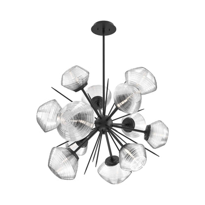 Mesa Starburst LED Chandelier in Matte Black/Clear Blown Glass (30.1-Inch).