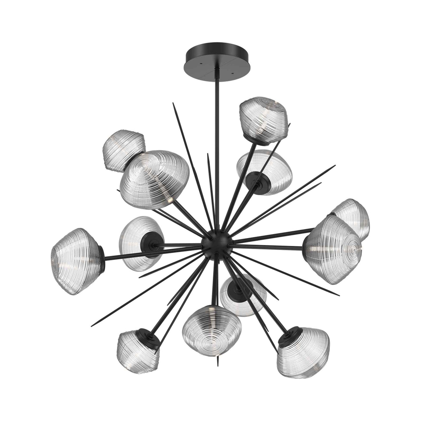 Mesa Starburst LED Chandelier in Matte Black/Clear Blown Glass (39.7-Inch).