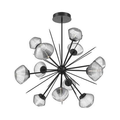 Mesa Starburst LED Chandelier in Matte Black/Clear Blown Glass (39.7-Inch).