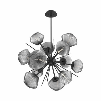 Mesa Starburst LED Chandelier in Matte Black/Smoke Blown Glass (30.1-Inch).