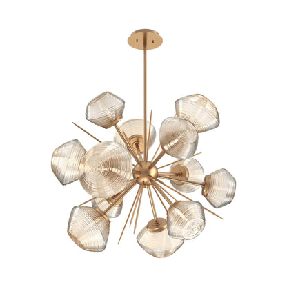 Mesa Starburst LED Chandelier in Novel Brass/Amber Blown Glass (30.1-Inch).