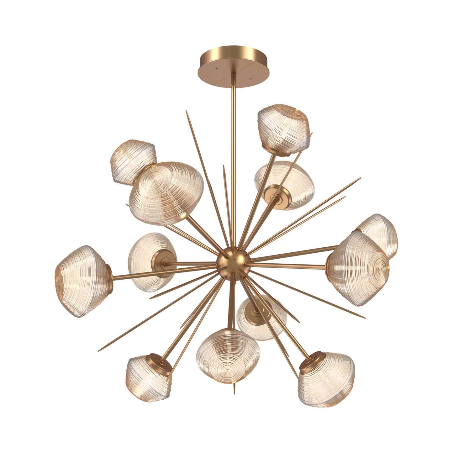 Mesa Starburst LED Chandelier in Novel Brass/Amber Blown Glass (39.7-Inch).