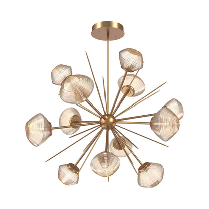 Mesa Starburst LED Chandelier in Novel Brass/Amber Blown Glass (39.7-Inch).