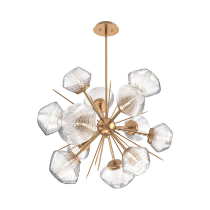 Mesa Starburst LED Chandelier in Novel Brass/Clear Blown Glass (30.1-Inch).