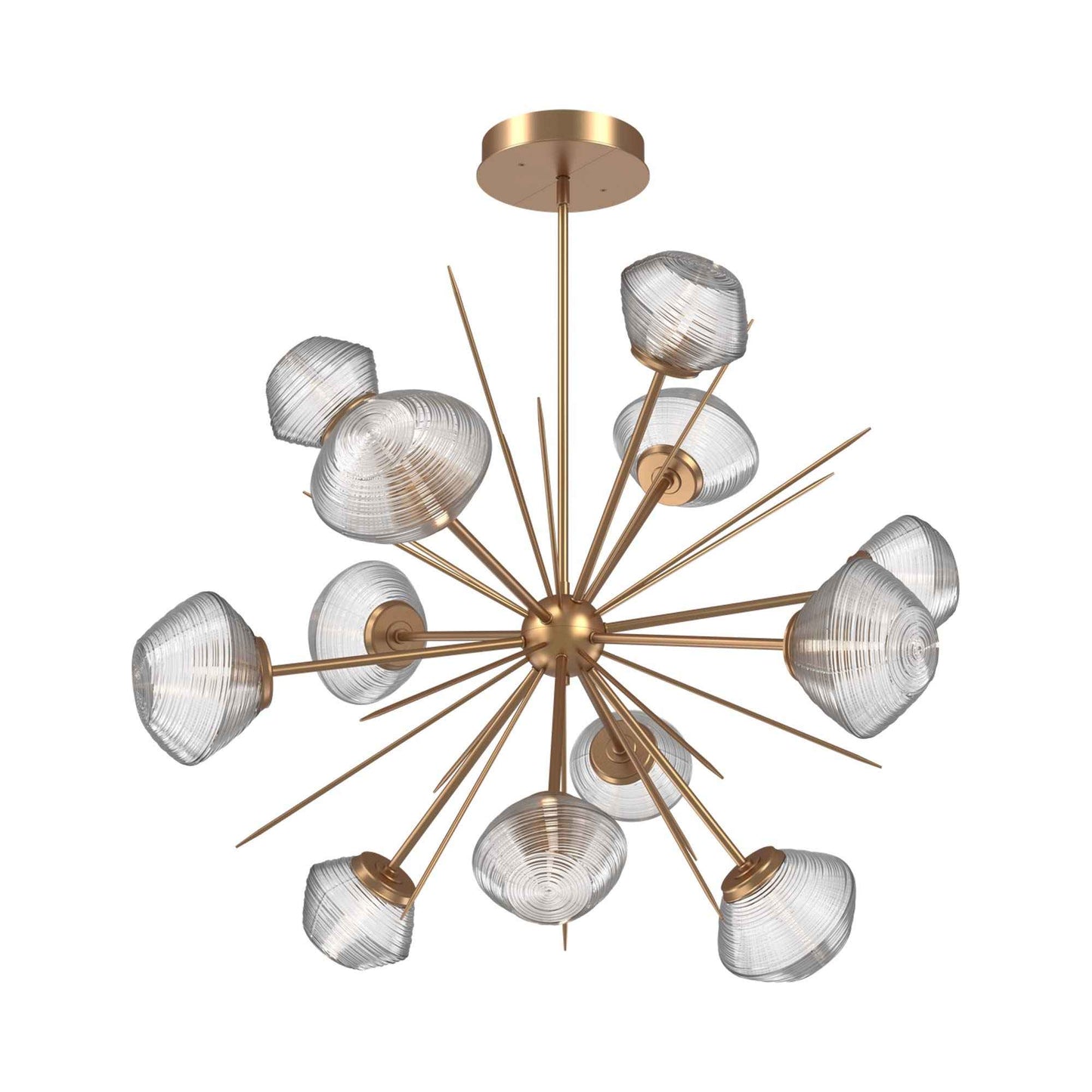 Mesa Starburst LED Chandelier in Novel Brass/Clear Blown Glass (39.7-Inch).