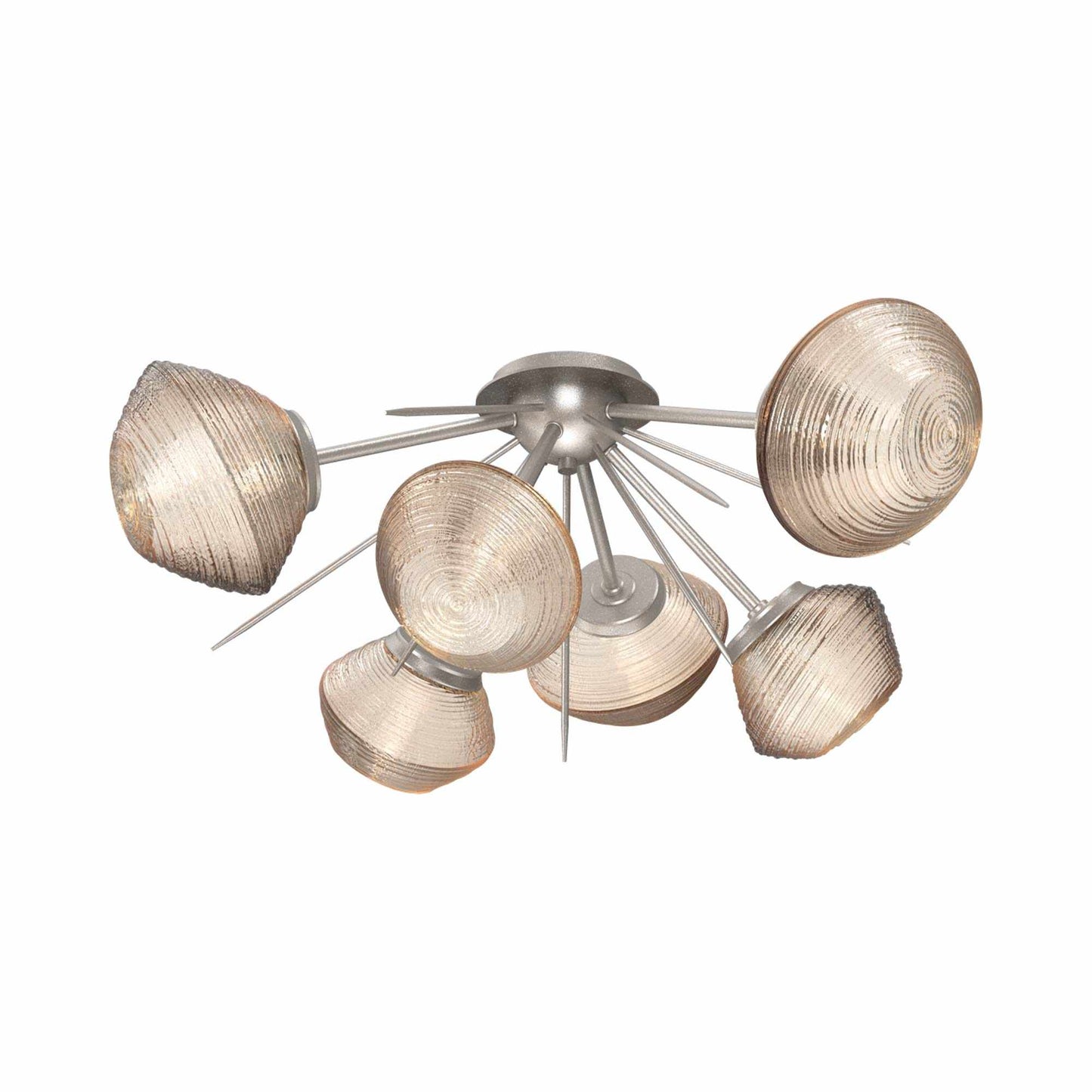 Mesa Starburst LED Flush Mount Ceiling Light in Beige Silver/Amber Blown Glass.