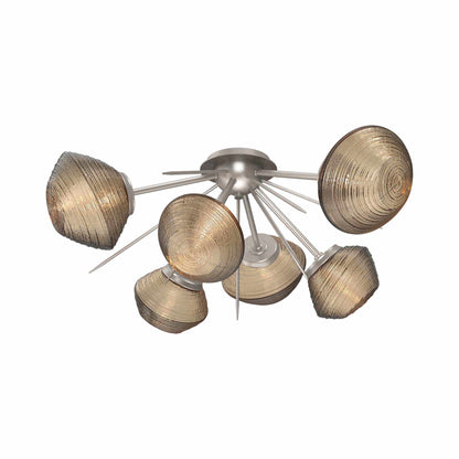 Mesa Starburst LED Flush Mount Ceiling Light in Beige Silver/Bronze Blown Glass.