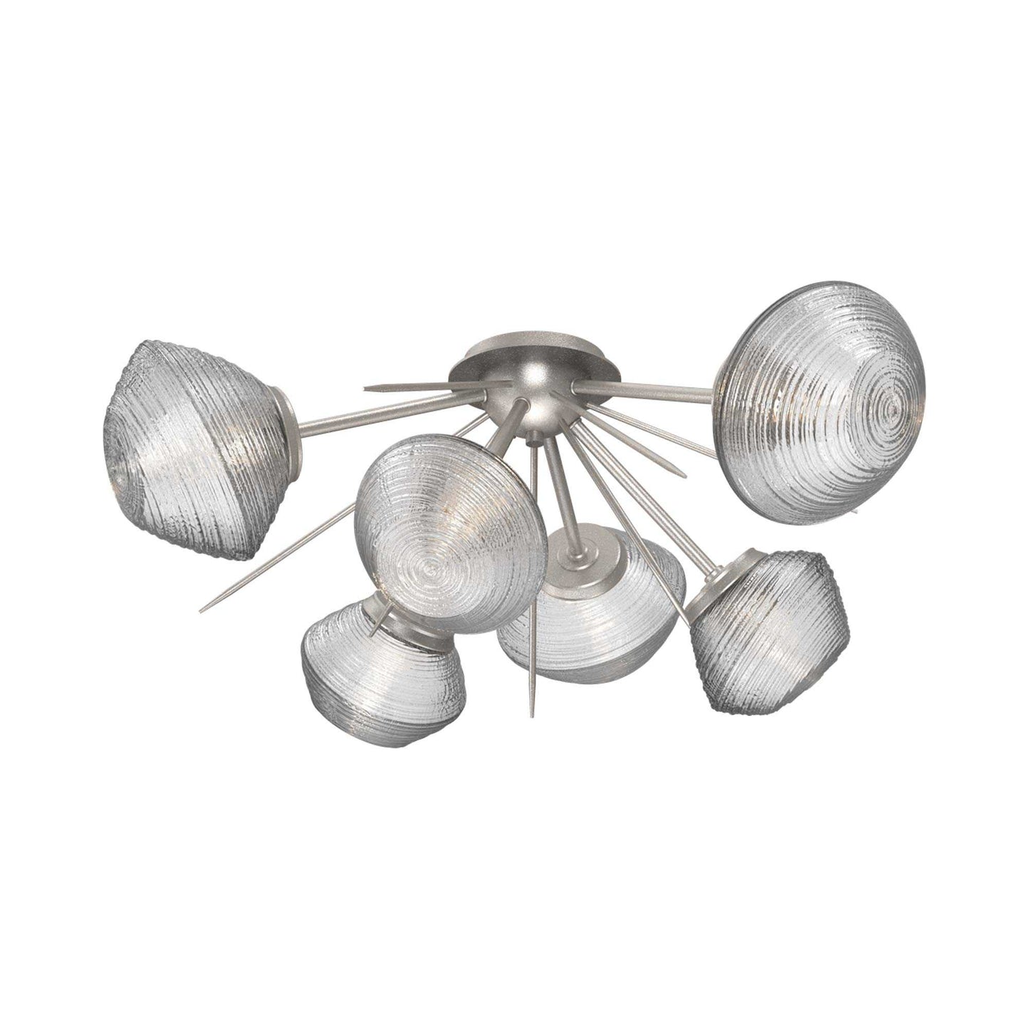 Mesa Starburst LED Flush Mount Ceiling Light in Beige Silver/Clear Blown Glass.