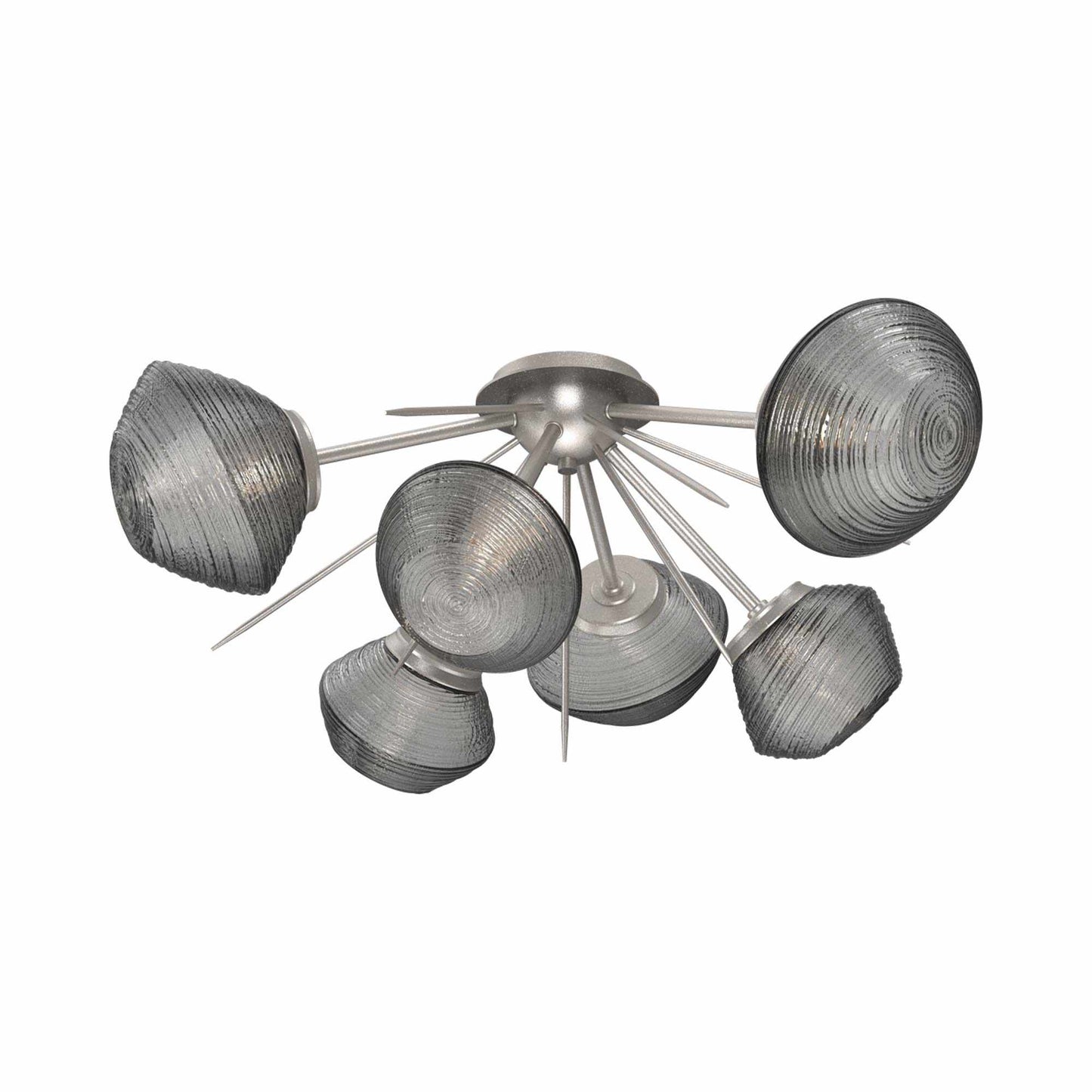 Mesa Starburst LED Flush Mount Ceiling Light in Beige Silver/Smoke Blown Glass.