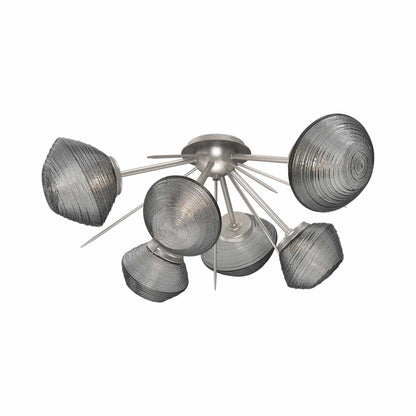 Mesa Starburst LED Flush Mount Ceiling Light in Beige Silver/Smoke Blown Glass.