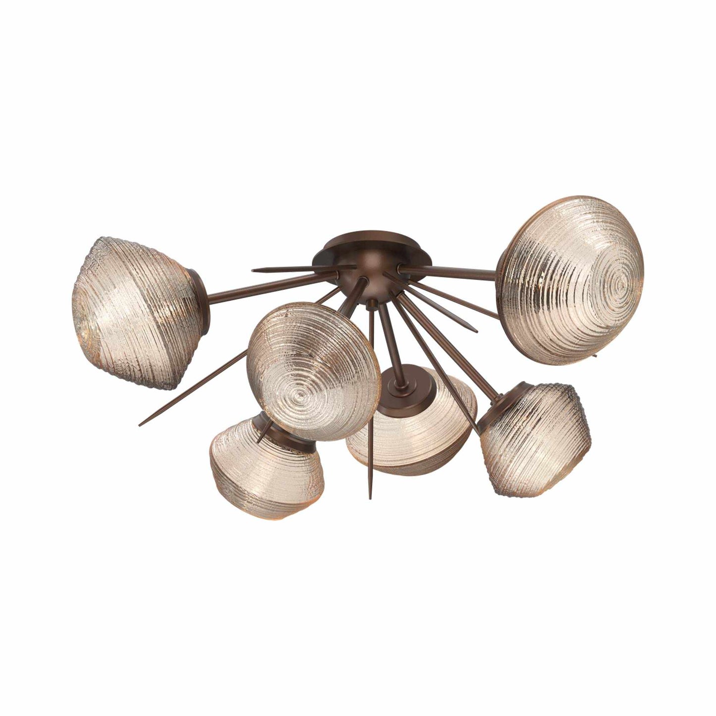 Mesa Starburst LED Flush Mount Ceiling Light in Burnished Bronze/Amber Blown Glass.