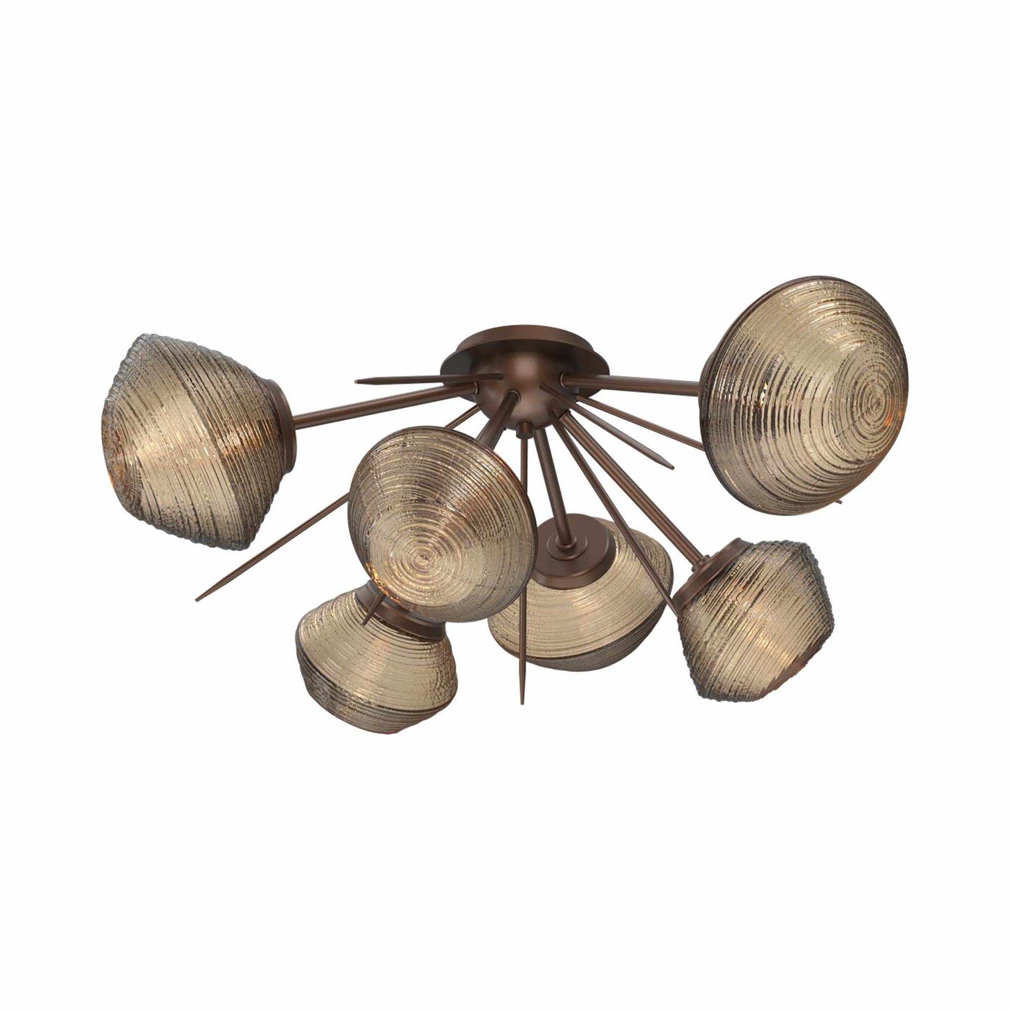 Mesa Starburst LED Flush Mount Ceiling Light in Burnished Bronze/Bronze Blown Glass.