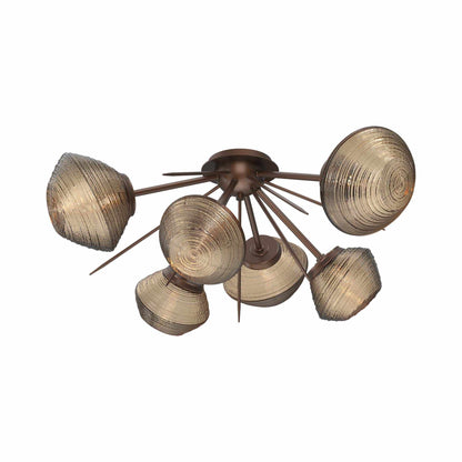Mesa Starburst LED Flush Mount Ceiling Light in Burnished Bronze/Bronze Blown Glass.