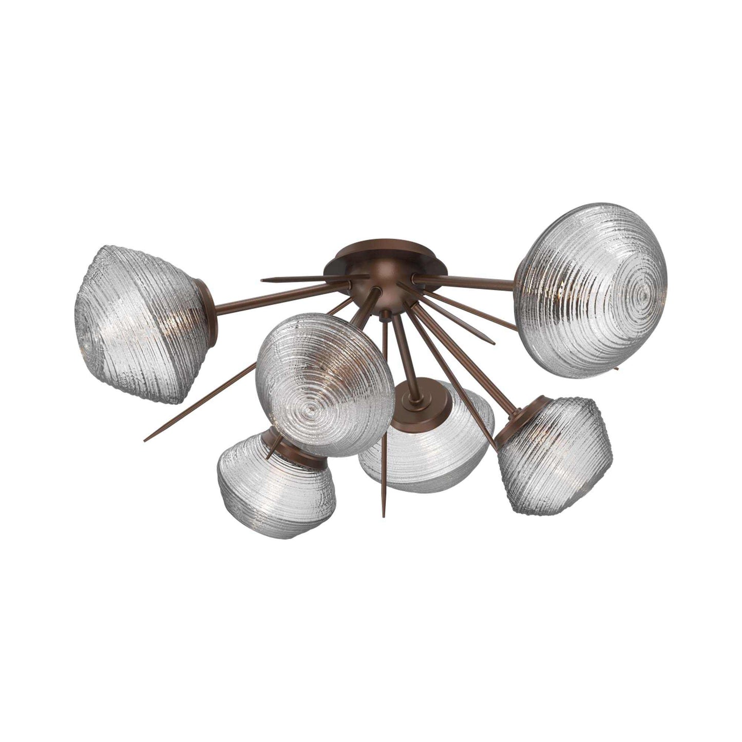 Mesa Starburst LED Flush Mount Ceiling Light in Burnished Bronze/Clear Blown Glass.