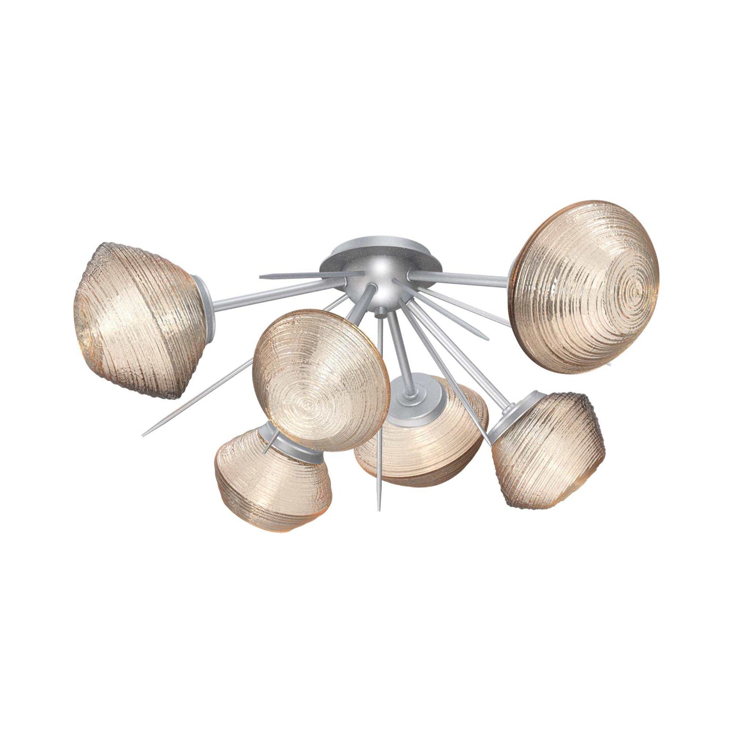 Mesa Starburst LED Flush Mount Ceiling Light in Classic Silver/Amber Blown Glass.