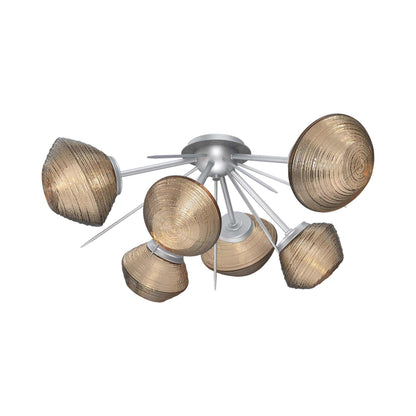 Mesa Starburst LED Flush Mount Ceiling Light in Classic Silver/Bronze Blown Glass.