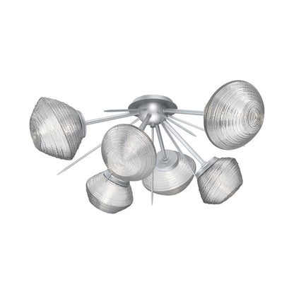 Mesa Starburst LED Flush Mount Ceiling Light in Classic Silver/Clear Blown Glass.