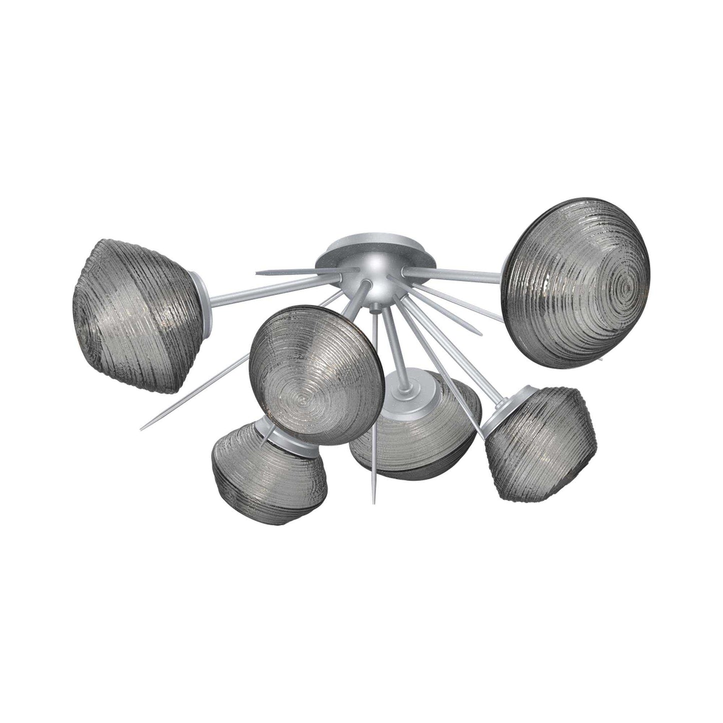 Mesa Starburst LED Flush Mount Ceiling Light in Classic Silver/Smoke Blown Glass.