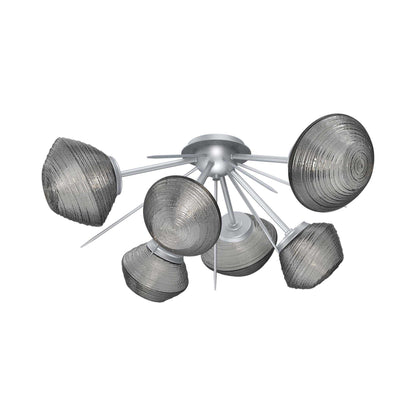 Mesa Starburst LED Flush Mount Ceiling Light in Classic Silver/Smoke Blown Glass.
