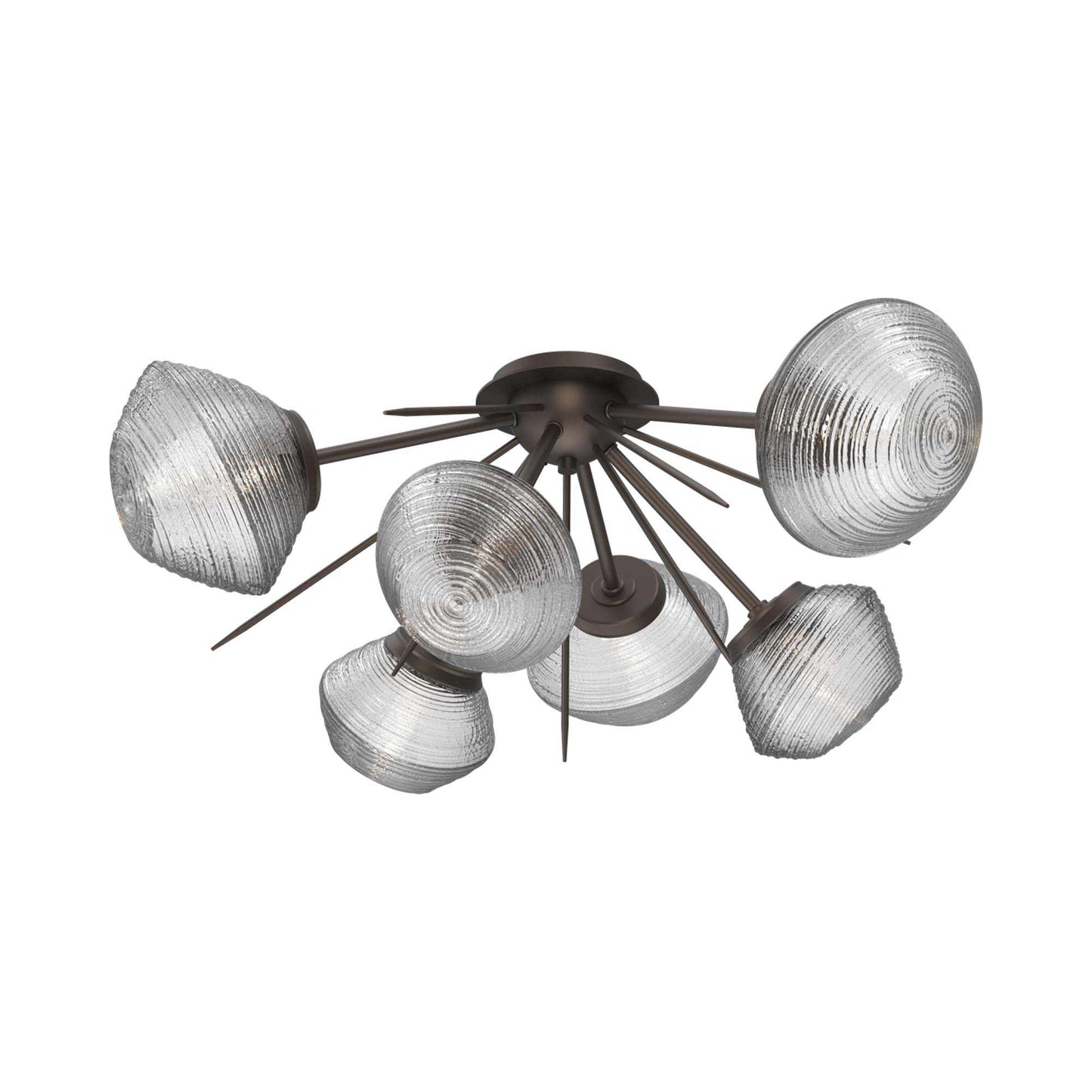 Mesa Starburst LED Flush Mount Ceiling Light in Flat Bronze/Clear Blown Glass.