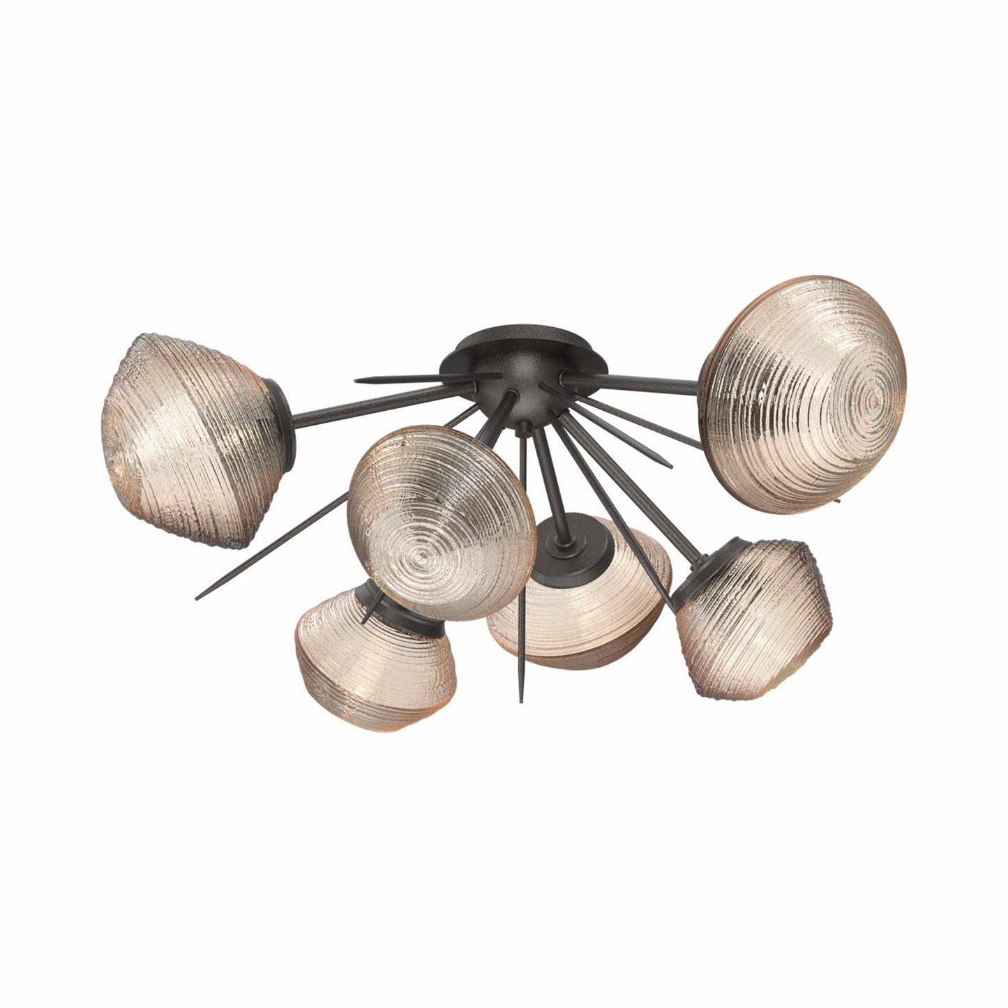 Mesa Starburst LED Flush Mount Ceiling Light in Graphite/Amber Blown Glass.