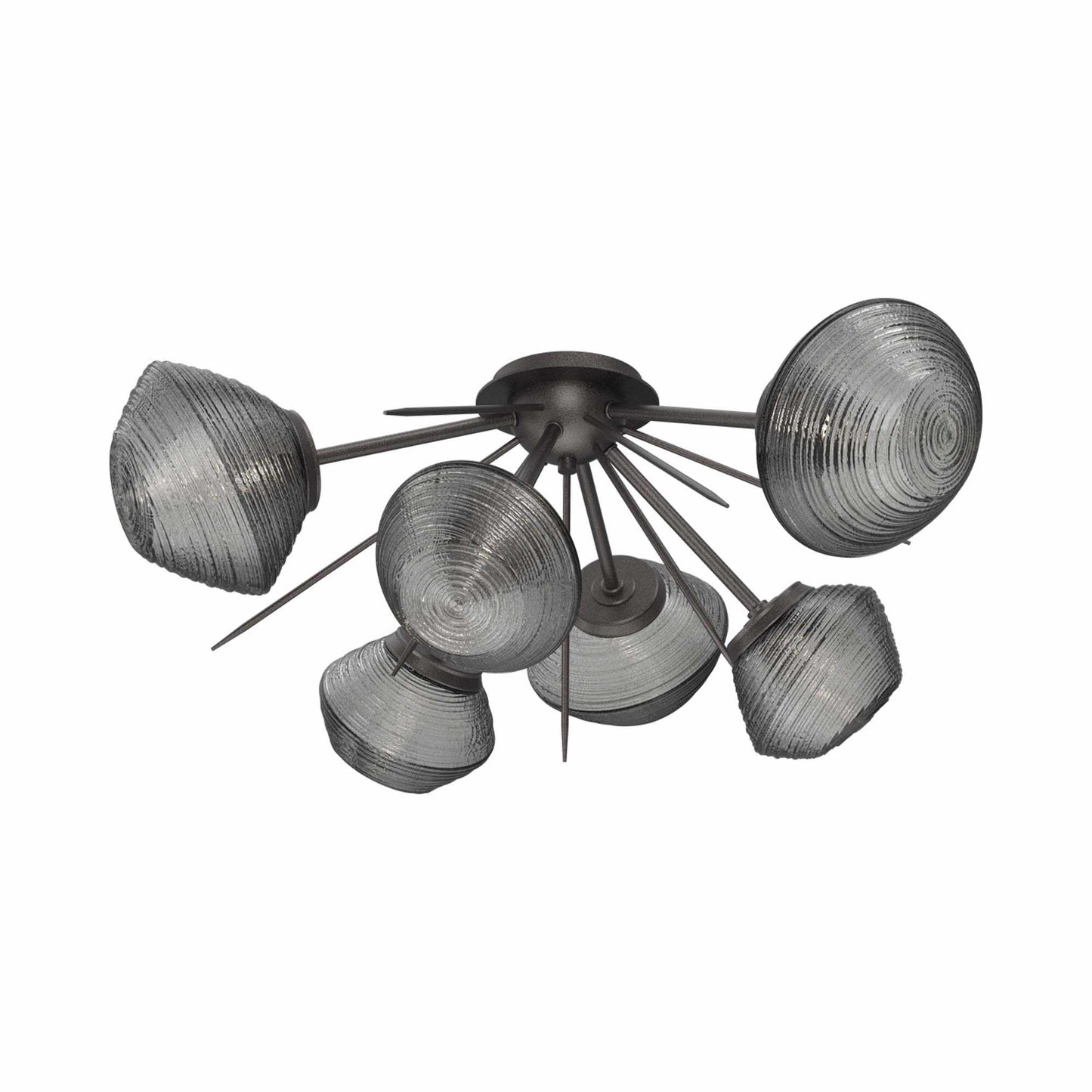 Mesa Starburst LED Flush Mount Ceiling Light in Graphite/Smoke Blown Glass.