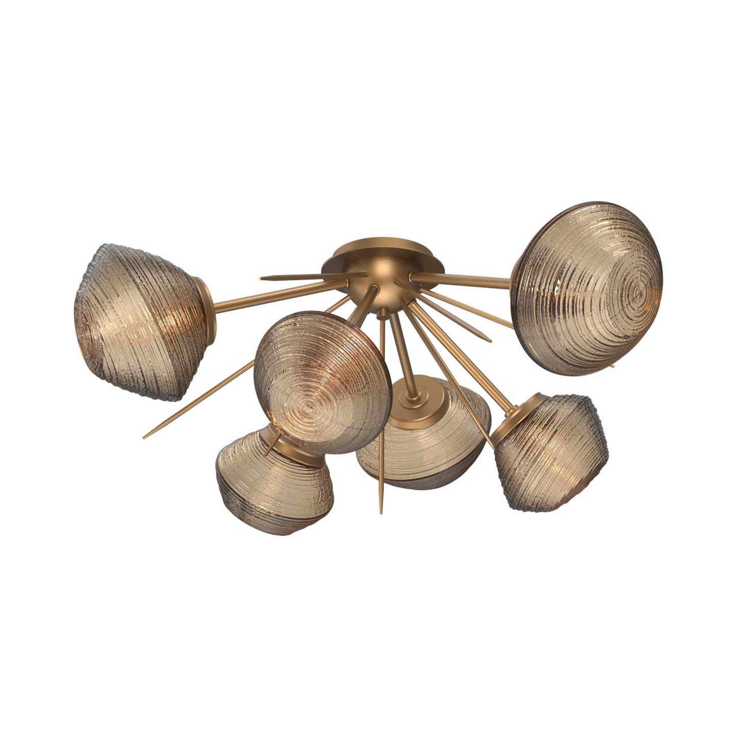 Mesa Starburst LED Flush Mount Ceiling Light in Novel Brass/Bronze Blown Glass.