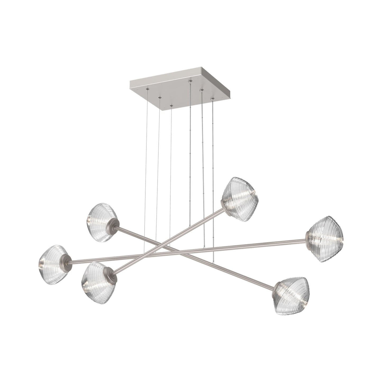 Mesa Triple Moda Linear LED Chandelier in Beige Silver/Clear Blown Glass.