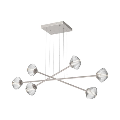 Mesa Triple Moda Linear LED Chandelier in Beige Silver/Clear Blown Glass.