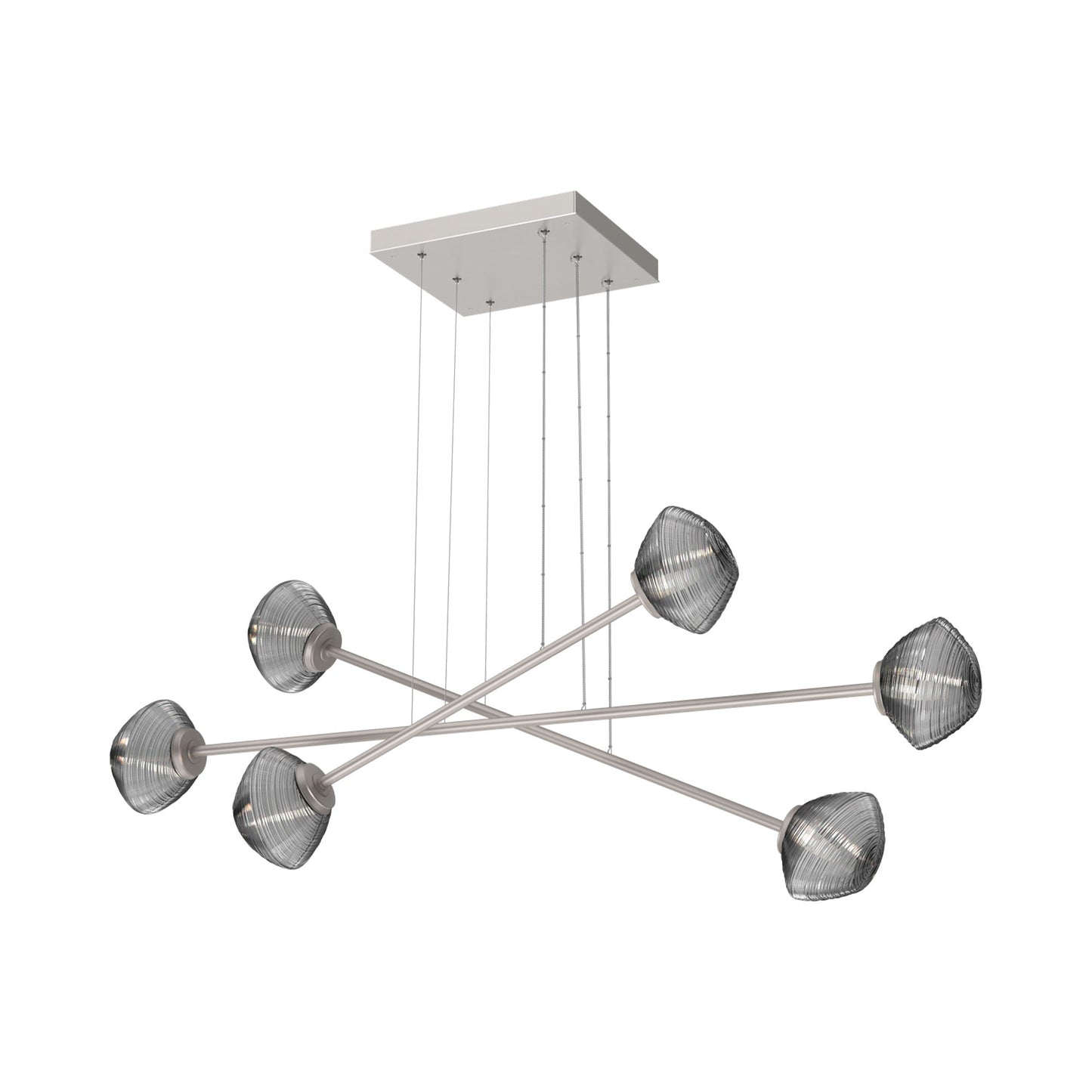 Mesa Triple Moda Linear LED Chandelier in Beige Silver/Smoke Blown Glass.
