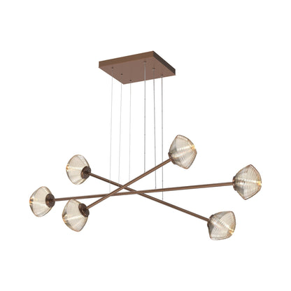 Mesa Triple Moda Linear LED Chandelier in Burnished Bronze/Amber Blown Glass.
