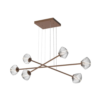 Mesa Triple Moda Linear LED Chandelier in Burnished Bronze/Clear Blown Glass.