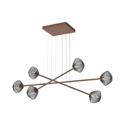 Mesa Triple Moda Linear LED Chandelier in Burnished Bronze/Smoke Blown Glass.