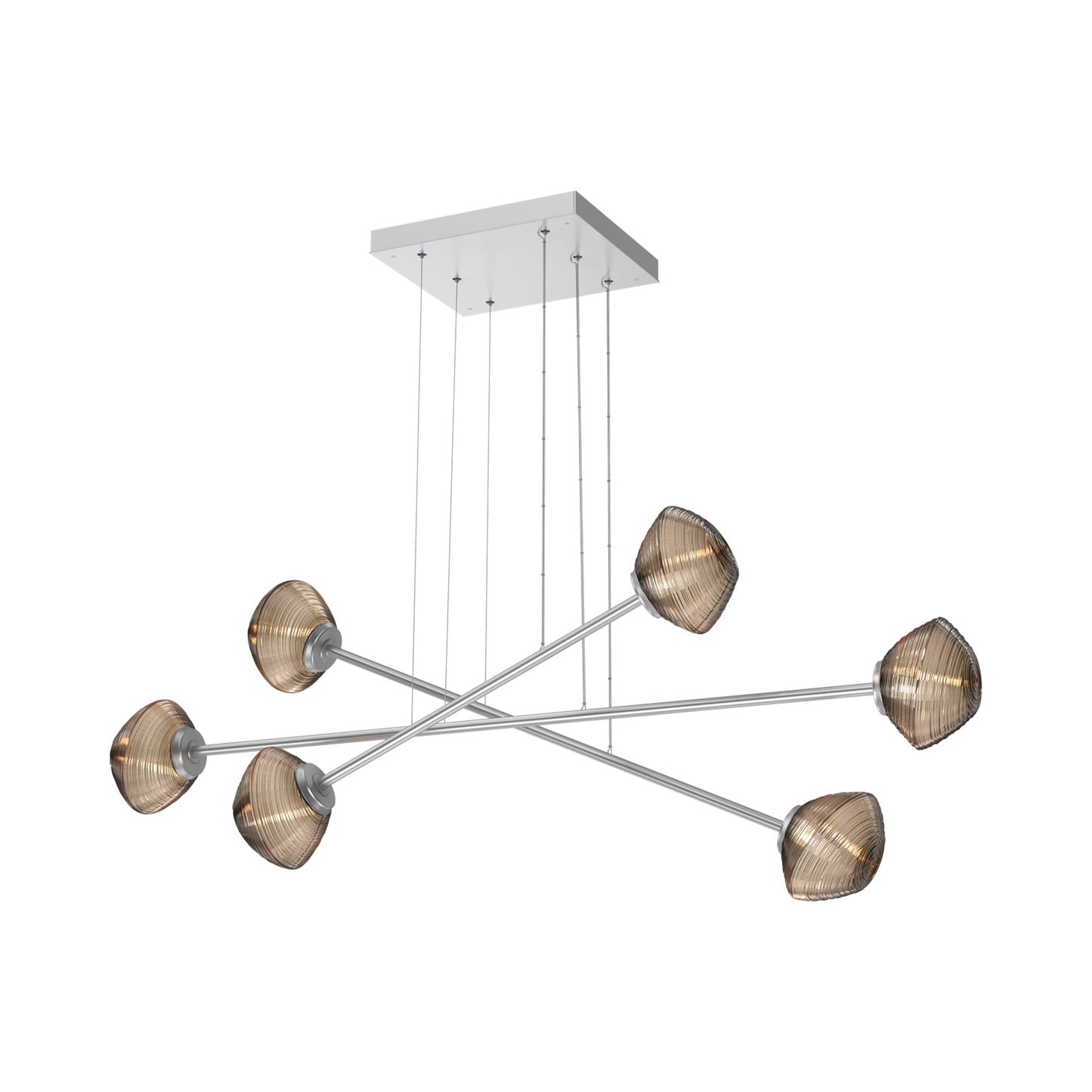 Mesa Triple Moda Linear LED Chandelier in Classic Silver/Bronze Blown Glass.
