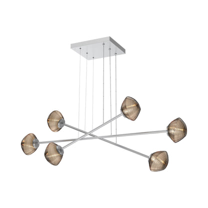 Mesa Triple Moda Linear LED Chandelier in Classic Silver/Bronze Blown Glass.