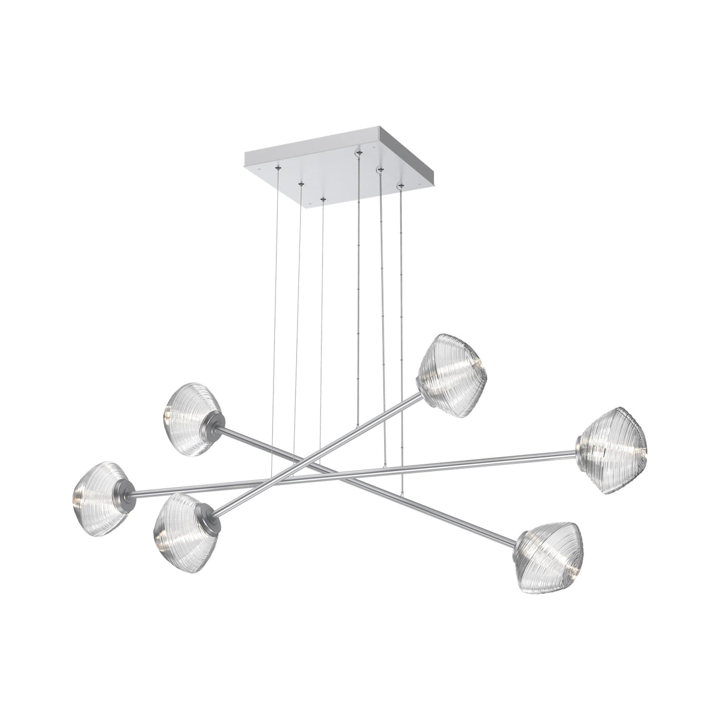 Mesa Triple Moda Linear LED Chandelier in Classic Silver/Clear Blown Glass.