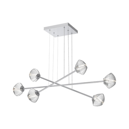 Mesa Triple Moda Linear LED Chandelier in Classic Silver/Clear Blown Glass.
