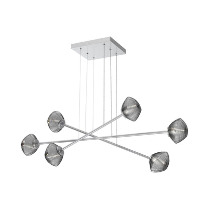Mesa Triple Moda Linear LED Chandelier in Classic Silver/Smoke Blown Glass.