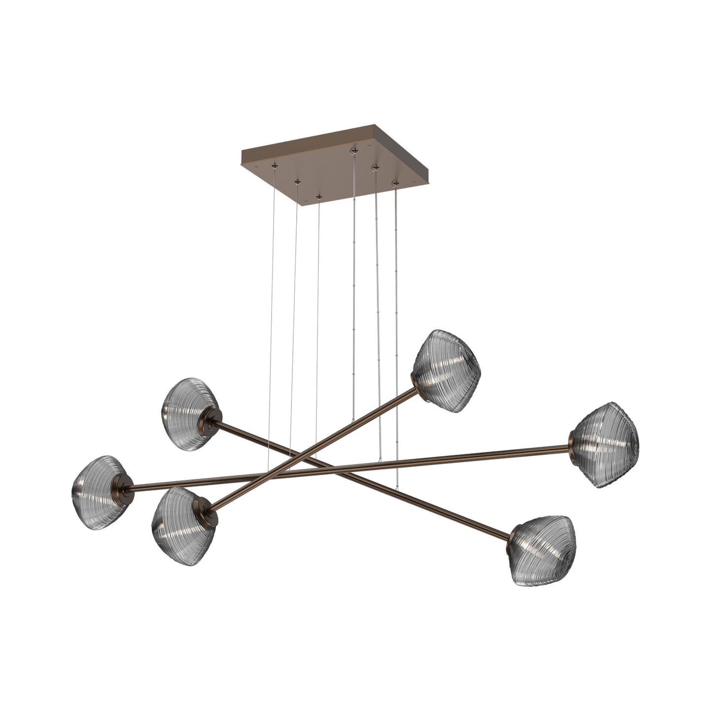 Mesa Triple Moda Linear LED Chandelier in Flat Bronze/Smoke Blown Glass.