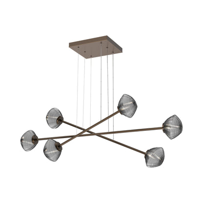 Mesa Triple Moda Linear LED Chandelier in Flat Bronze/Smoke Blown Glass.