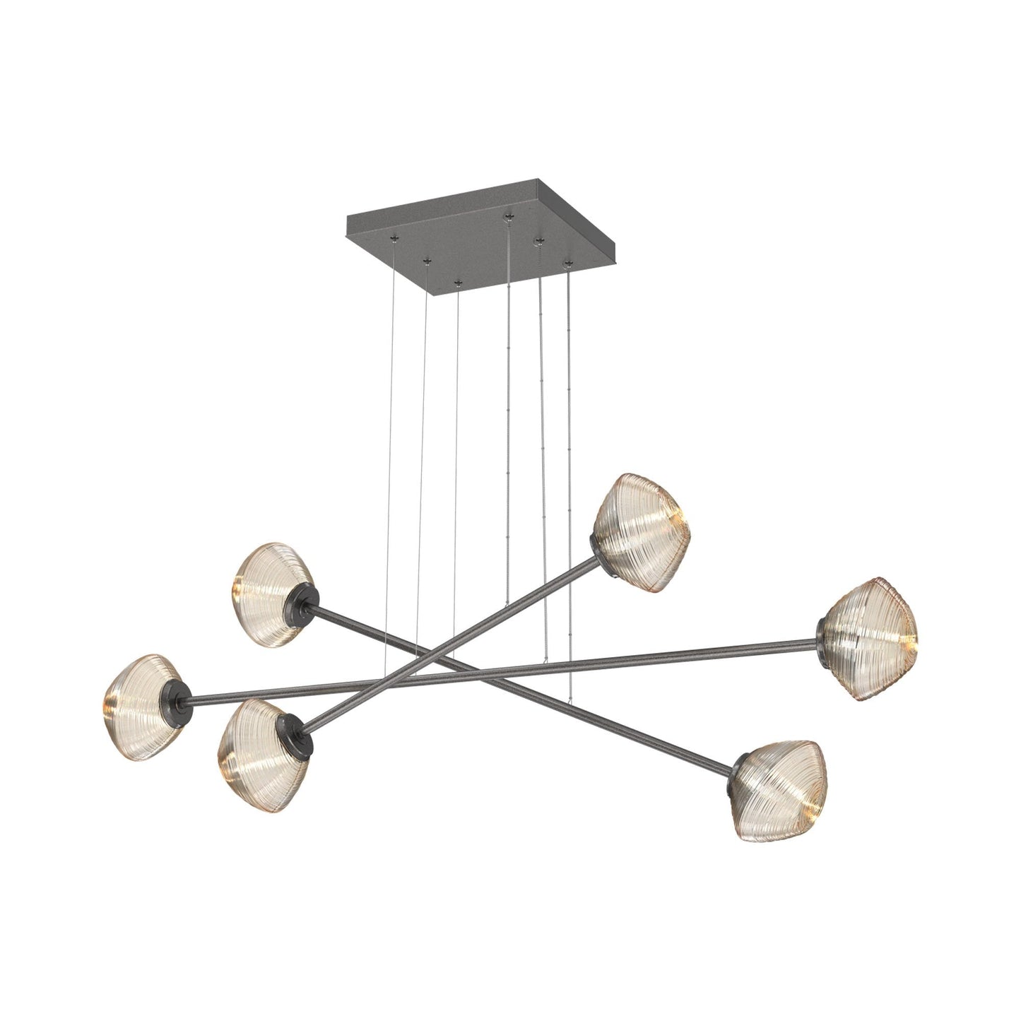 Mesa Triple Moda Linear LED Chandelier in Graphite/Amber Blown Glass.