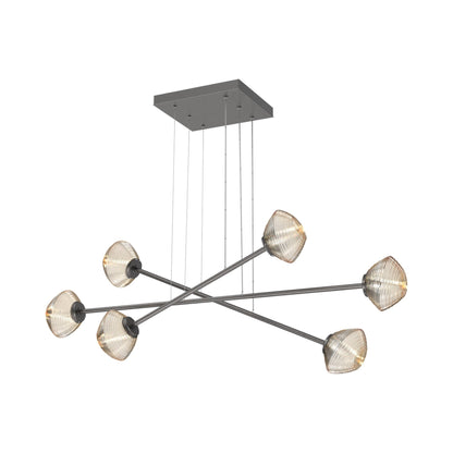 Mesa Triple Moda Linear LED Chandelier in Graphite/Amber Blown Glass.