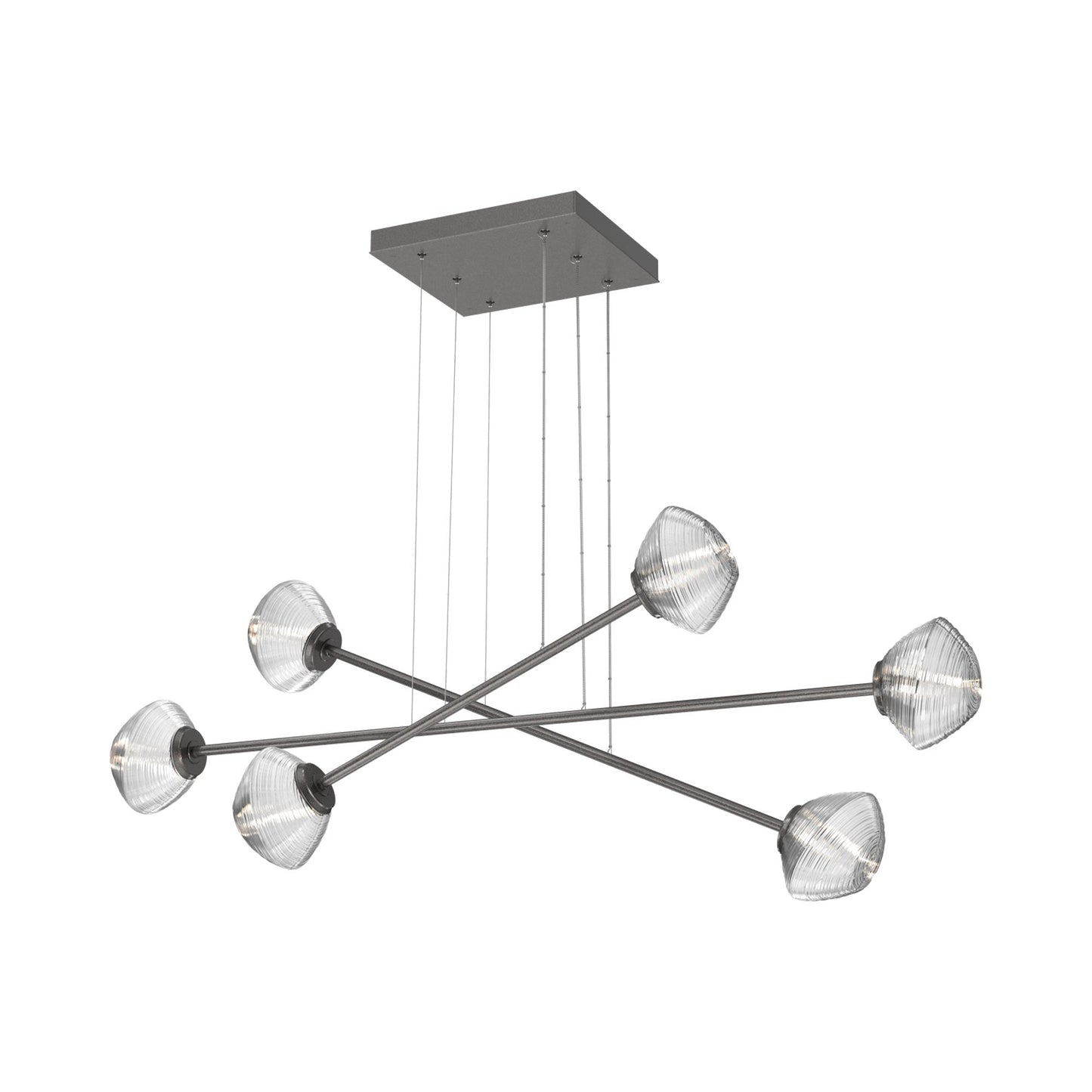 Mesa Triple Moda Linear LED Chandelier in Graphite/Clear Blown Glass.