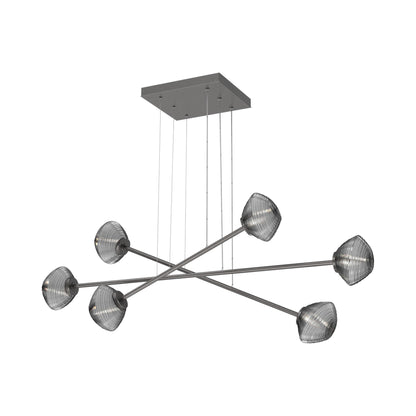 Mesa Triple Moda Linear LED Chandelier in Graphite/Smoke Blown Glass.