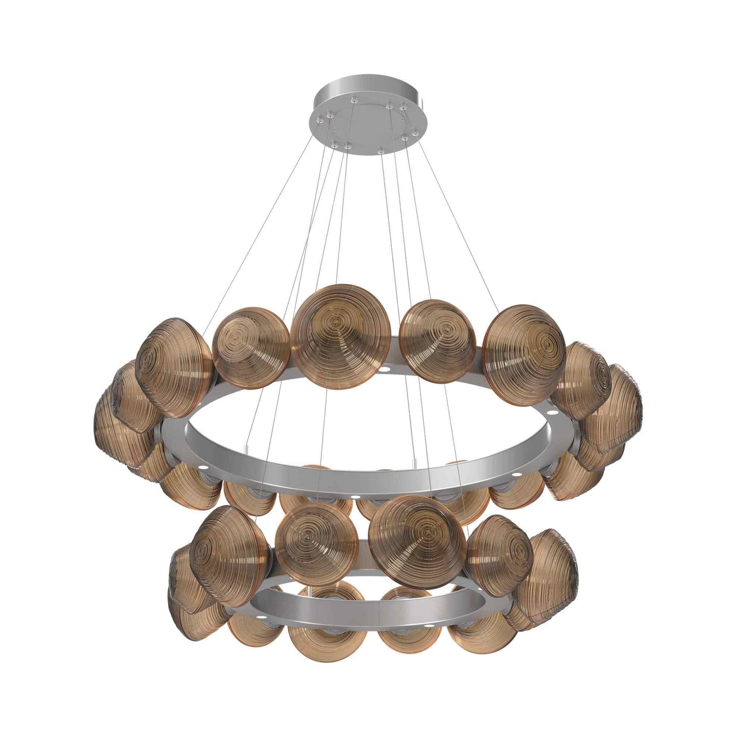 Mesa Two-Tier Radial Ring LED Chandelier in Classic Silver/Bronze Blown Glass.
