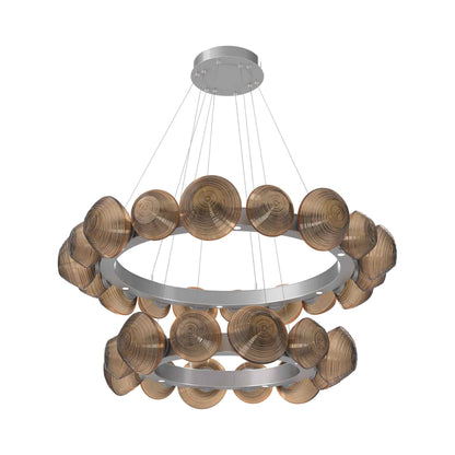 Mesa Two-Tier Radial Ring LED Chandelier in Classic Silver/Bronze Blown Glass.