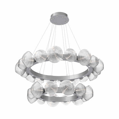 Mesa Two-Tier Radial Ring LED Chandelier in Classic Silver/Clear Blown Glass.
